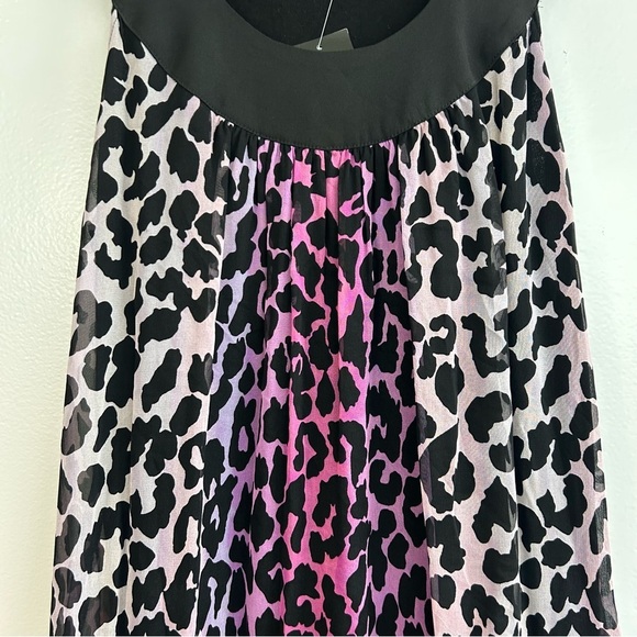 NWT Express 100% Silk Purple Leopard Print Sleeveless A-line Mini Dress Size XS - Picture 3 of 8